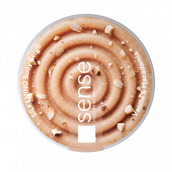 Exfoliant de corp, SugarSilk+, Vanilie & Macadamia, 200ml – SENSE