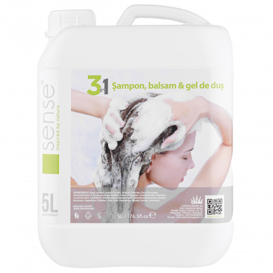 Sense 3 in 1 Sampon, balsam si gel de dus, 5 L