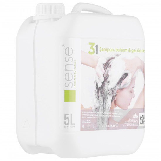 Sense 3 in 1 Sampon, balsam si gel de dus, 5 L