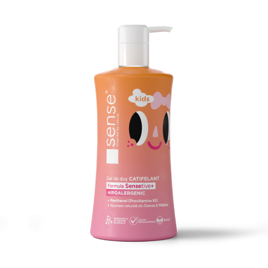 Gel de Dus Sensetiv+, Roz, Copii, Hipoalergenic, 330ml – SENSE KIDS