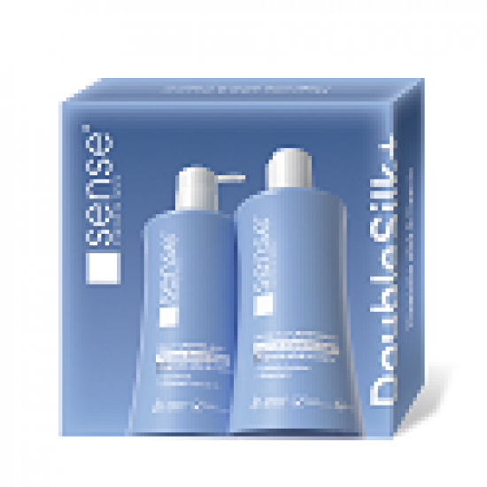 Set Cadou DoubleSilk+ Magnolie alba & Casmir, Sapun lichid gel 330ml & Gel de dus 330ml – SENSE