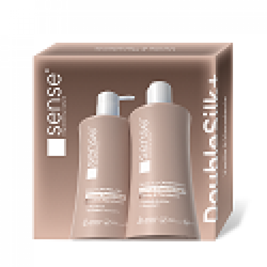 Set Cadou DoubleSilk+ Vanilie & Macadamia, Sapun lichid gel 330ml & Gel de dus 330ml – SENSE 