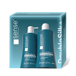 Set Cadou DoubleSilk+ Lime & Sare de mare, Sapun lichid gel 330ml & Gel de dus 330ml – SENSE 