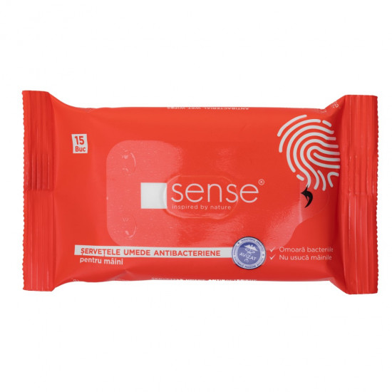 Servetele umede antibacteriene pentru maini, 15 bucati/pachet, Sense -Cool&Clean