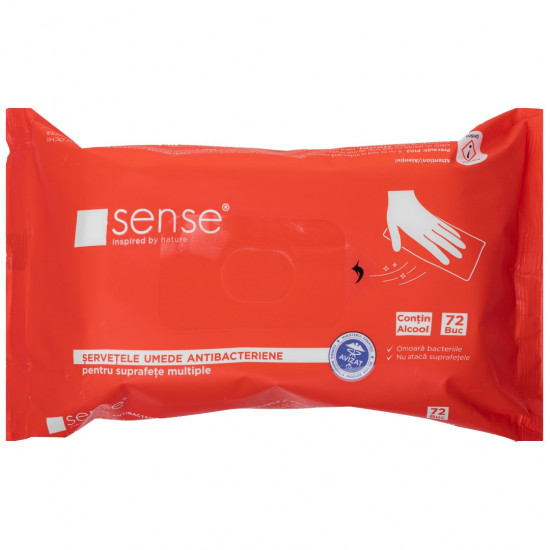 Servetele umede antibacteriene pentru suprafete, 72 bucati/pachet, Sense -Cool&Clean